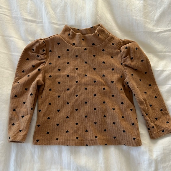 Baby Gap-Soft mock neck ribbed long sleeve puff shoulder shirt. Size 12-18M - Picture 1 of 3